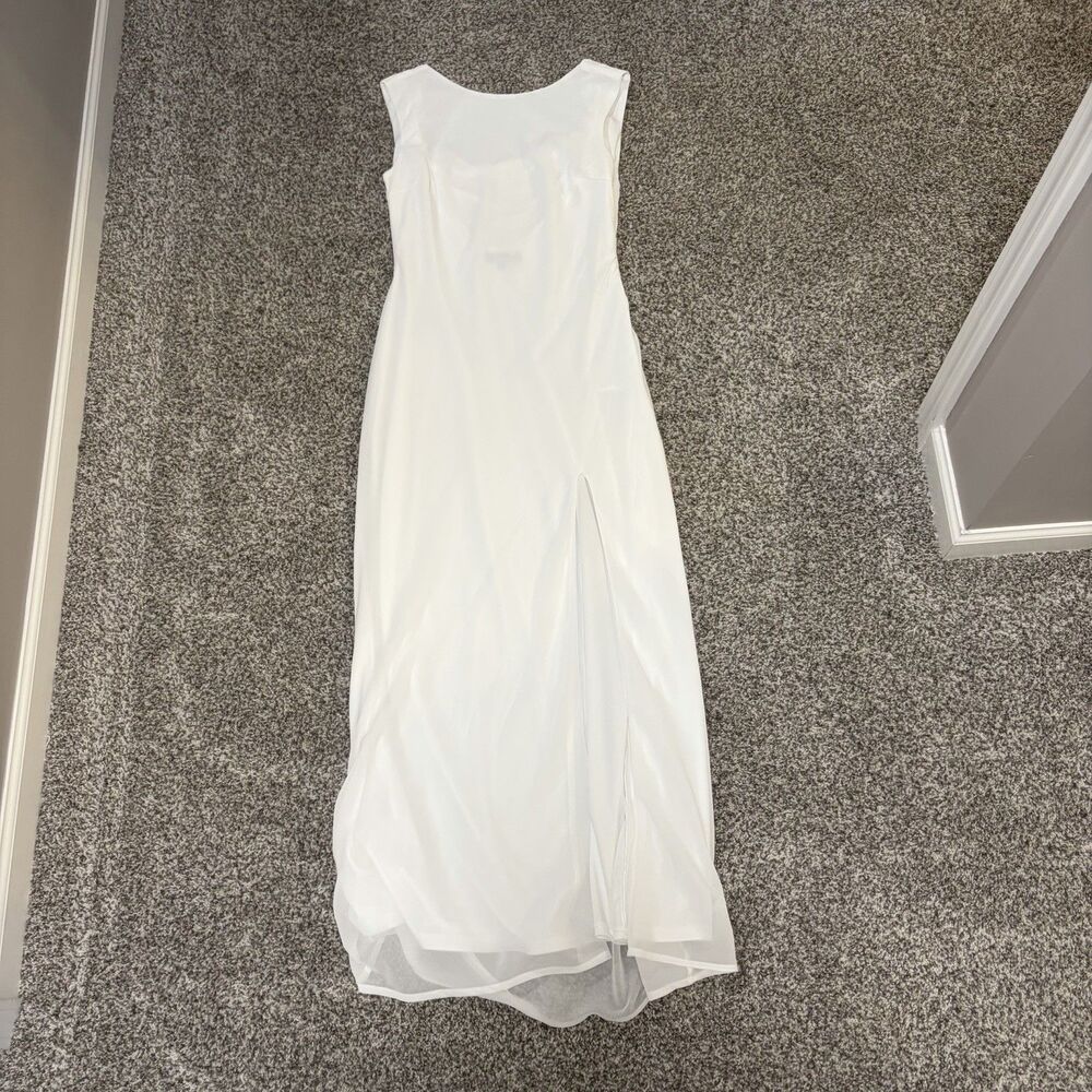 Lulu's White Sleeveless Midi Dress with Side Slit